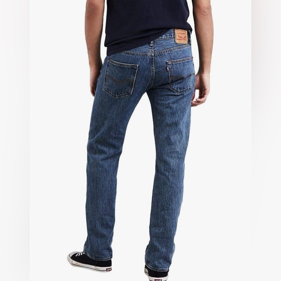 Levi Men’s Slim Fit 501 Jeans Medium Stone Wash - Picture 2 of 3